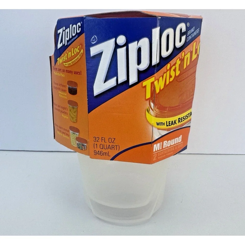 Ziploc Twist 'N Loc Containers Small Round 3 Pack Containers With Lid 16 Oz New